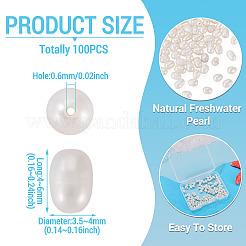 天然養殖淡水真珠ビーズ100個  ライス  グレードAB  乳白色  4~6x3.5~4mm  穴：0.6mm&nbsp;PEAR-TA0001-36