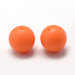 食品グレードの環境に優しいシリコーンビーズ  ラウンド  ダークオレンジ  14~15mm  穴：2mm&nbsp;LS-SIL-R008C-17
