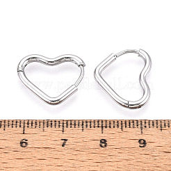 304ステンレススチールフープピアス  ハート  ステンレス鋼色  15x18x2mm&nbsp;LS-STAS-T074-28P