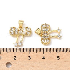 真鍮製マイクロパヴェキュービックジルコニアペンダント  蝶結び  カドミウムフリー＆鉛フリー  長持ちメッキ  18KGP本金メッキ  16x16x4mm  穴：5x3.5mm&nbsp;KK-Q068-06G