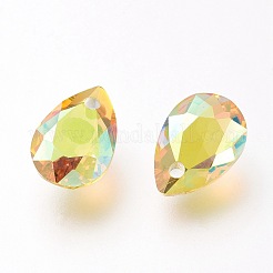 ガラスラインストーンチャーム  多面カット  ティアドロップ  ミックスカラー  9x6x4mm  穴：1mm&nbsp;RGLA-A024-H02-M1