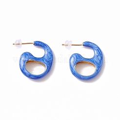 真鍮エナメルスタッドピアス  本物の 18K ゴールドメッキ num.6 シェイプジュエリー、女性用  ミックスカラー  24.5x19mm  ピン：1mm&nbsp;EJEW-A093-09G