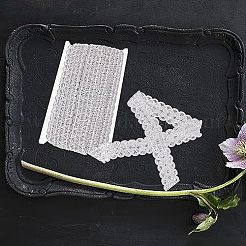 エスニックスタイルの刺繍ポリエステルレーストリム  服飾材料  銀  1-3/8インチ（34.5mm）&nbsp;OCOR-WH0070-20B