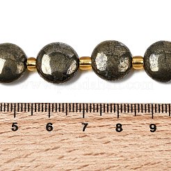 天然石パイライトビーズ連売り  シードビーズで  フラットラウンド  12~13x5~6mm  穴：1.4mm  約13個/連  8.07''（20.5センチメートル）&nbsp;G-Z131-H01-01