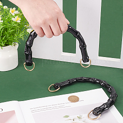アーチプラスチック模造竹シャンクバッグハンドル  合金Dリングクラスプ付き  ブラック  11.5x16.5x1.7cm&nbsp;DIY-WH0430-527D