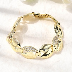 Brass Micro Pave Clear Cubic Zirconia Link Chain Bracelets for Women&nbsp;BJEW-H630-09G