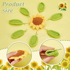 18Pcs 2 Style Hand Knitting Wool Sunflower and Leaf&nbsp;DIY-GA0006-11