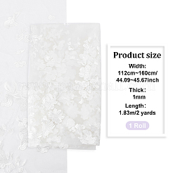 Polyester Embroidered Wavy Edge Flower Lace Fabric&nbsp;OCOR-WH0086-03