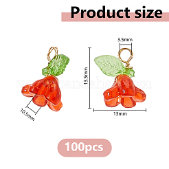 透明アクリルチャーム100個。  花  金色の銅線付き  ミックスカラー  13.5x13x10.5mm  穴：3.5mm&nbsp;PALLOY-DC00041