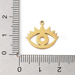 304ステンレスペンダント  レーザー切断  アイチャーム  ゴールドカラー  15x17x1mm  穴：1.2mm&nbsp;STAS-R226-01G