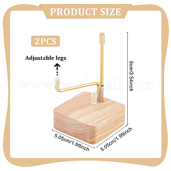 Square Wooden Crystal Rock Display Easels with Iron Holder&nbsp;ODIS-WH0038-28A-G