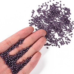 12/0グレードの丸いガラスシードビーズ  透明インサイドカラー  紫色のメディア  2x1.5mm  穴：0.7mm  約48500個/ポンド&nbsp;SEED-N001-D-11/218