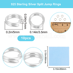 スターリングシルバーのスプリット丸カン10個、925個  ダブルループ丸カン  丸い輪  銀  5x1mm  内径：3.5mm&nbsp;STER-BBC0007-85A