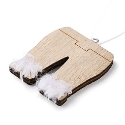 クリスマス未完成の木製ペンダント装飾  壁の装飾  麻紐と鉄の輪付き  ズボン  12.6cm&nbsp;WOOD-D026-01E