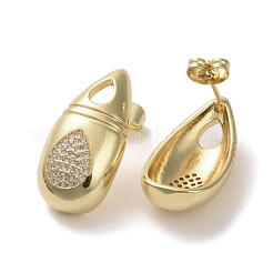 Brass Micro Pave Cubic Zirconia Stud Earrings&nbsp;EJEW-H308-08G-02