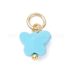 オペークアクリルパーツ  蝶のチャーム  真鍮ボールヘッドピン付き  ゴールドカラー  9x8x4.5mm  穴：3.6mm&nbsp;PALLOY-JF04506-02