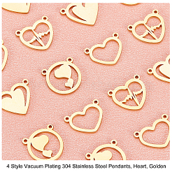 16Pcs 4 Style PVD Vacuum Plating 304 Stainless Steel Pendants&nbsp;STAS-UN0029-35