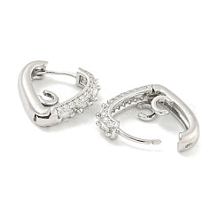 Brass Micro Pave Clear Cubic Zirconia Hoop Earrings&nbsp;EJEW-S228-11P