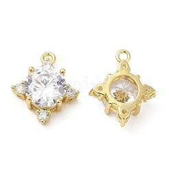 Brass Pave Cubic Zirconia  Pendants&nbsp;KK-Z028-10G