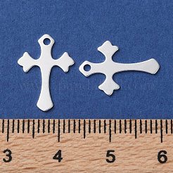 真鍮チャーム  カドミウムフリー＆鉛フリー  クロスチャーム  925銀メッキ  16x11x0.3mm  穴：1.2mm&nbsp;KK-F880-05S-01