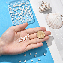 4連天然淡水養殖真珠ビーズ連  ライス  乳白色  6~7x5~5.5mm  穴：0.5mm  約25~29個/連  6.89~7.09''（17.5~18センチメートル）&nbsp;PEAR-SC0001-43