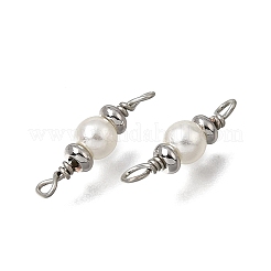 ABS Plastic Imitation Pearl Round Links Connector Charms&nbsp;KK-D110-02P