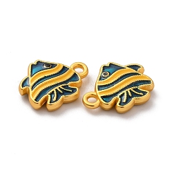 合金エナメルチャーム  マットゴールドカラー  魚  ブルー  13.5x11x3mm  穴：1.5mm&nbsp;ENAM-B056-01G-01