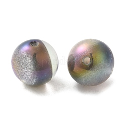 ツートンカラーの樹脂ビーズ  ラウンド  ダークカーキ  16x15.5mm  穴：2.5mm&nbsp;RESI-Z015-02G