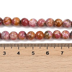 天然石ロードナイトビーズ連売り  ラウンド  6mm  穴：0.8mm  約64個/連  15.24''（38.7センチメートル）&nbsp;G-G206-A02-6mm