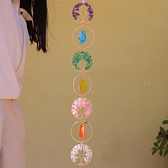 Tree of Life Natural Gemstone Chips & Agate Pendant Decorations&nbsp;PW-WGAF9E8-01