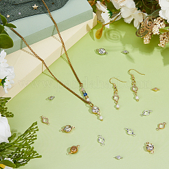 36Pcs 6 Styles Brass Pave Clear Cubic Zirconia Links&nbsp;KK-FH0008-12