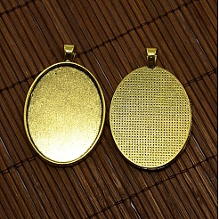 40x30mm Clear Oval Glass Cabochon Cover and Alloy Blank Pendant Cabochon Settings for DIY Portrait Pendant Making&nbsp;DIY-X0159-G-LF