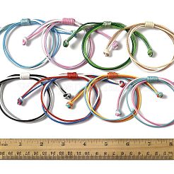 韓国ワックスポリエステルコード編みビーズブレスレット8個（8色）  ミックスカラー  内径：3-1/2インチ（9cm）  1pc /カラー&nbsp;BJEW-FS00024