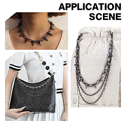 Punk Exaggerated Alloy Cable Necklaces & Aluminum & Iron Spike Rivet Tassel Chains Belt Jewelry Sets&nbsp;SJEW-AR0001-02