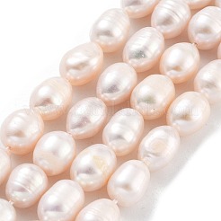 天然養殖淡水パールビーズ連売り  グレードA +  ライス  桃パフ  7~8mm  穴：0.6mm  約19個/連  6.69''（17センチメートル）&nbsp;PEAR-P062-15C