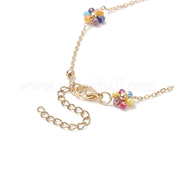Glass Beaded Flower Link Chain Necklace&nbsp;NJEW-JN04317