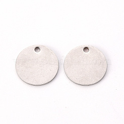 変色しない201ステンレススチール製刻印入りブランクタグペンダント  フラットラウンド  ステンレス鋼色  12x1mm  穴：1.4mm&nbsp;X-STAS-T058-12mm-P