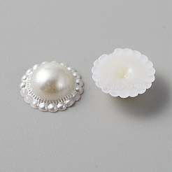 ABSプラスチックパール調カボション  ヒマワリ  フローラルホワイト  19x7.5mm  約30個/袋&nbsp;KY-WH0045-52E