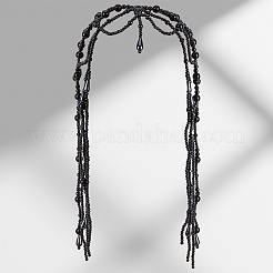 ブライダル用プラスチックビーズヘアチェーンハット1個  ブラック  250x280mm&nbsp;OHAR-GF0001-52A