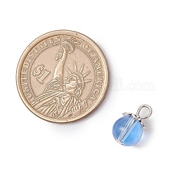 5個透明ガラスペンダント  ラウンドチャーム  鉄ループ付き  ミックスカラー  13.5x8mm  穴：2.5mm&nbsp;PALLOY-JF03708-01