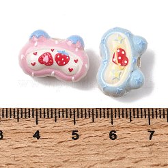 エンボス加工された不透明なアクリルビーズ  猫  ミックスカラー  13x19x10.5mm  穴：2mm&nbsp;OACR-Z039-07