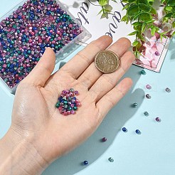 8 連売り 8 色の透明電気メッキガラスビーズ連売り  ロンデル  銀メッキ  半分メッキ  染め＆加熱  多面カット  ミックスカラー  4~4.5x3.5~4mm  穴：0.8~0.9mm  約111~115個/連  15.75~16.34インチ（40~41.5cm）  1連 / color&nbsp;EGLA-YW0005-86