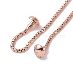 Brass Mushroom with Box Chains Long Dangle Stud Earrings&nbsp;EJEW-G308-01RG