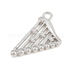 真鍮マイクロパヴェクリアキュービックジルコニアペンダント  ハープのお守り  プラチナ  20x11x2.5mm  穴：1.8mm&nbsp;CU-CBA0565-02P