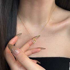 Round Ring 925 Sterling Silver Pave Cubic Zirconia Pendant Necklaces for Women&nbsp;NJEW-F338-01G