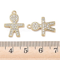 真鍮マイクロパヴェクリアキュービックジルコニアペンダント  人間のチャーム  ニッケルフリー  ゴールドカラー  20x14x2mm  穴：1.5mm&nbsp;KK-D261-09G