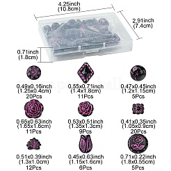 9スタイルの不透明なアクリルビーズ  花  ブラック  9~18x10.5~16.5x3.5~14.5mm  穴：1.5~2mm&nbsp;OACR-FS0001-51
