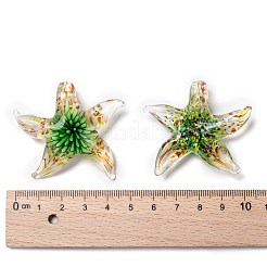 手作りランプワークペンダント  ヒトデ/海星  ミックスカラー  42x47x13mm  穴：7mm  12個/箱&nbsp;LAMP-S072-B