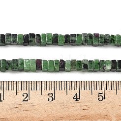 天然石ルビーインゾイサイトビーズ連売り  正方形  4x4x2.5~3mm  穴：1mm  約156~164個/連  15.08''（38.3cm）〜15.35''（39cm）&nbsp;G-I394-A02