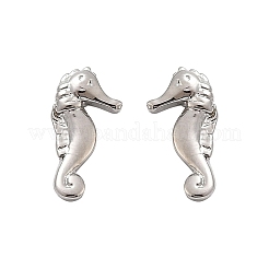 真鍮製スタンドピアス  タツノオトシゴ  プラチナ  9x5mm&nbsp;EJEW-R032-04P